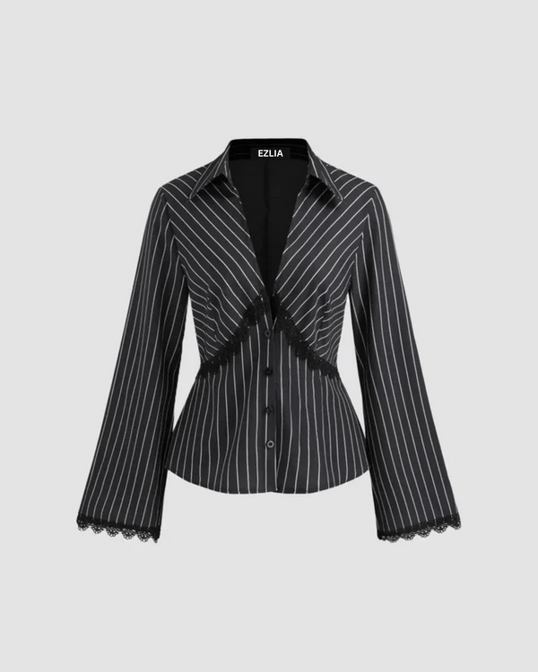 Striped Lace Button Shirt