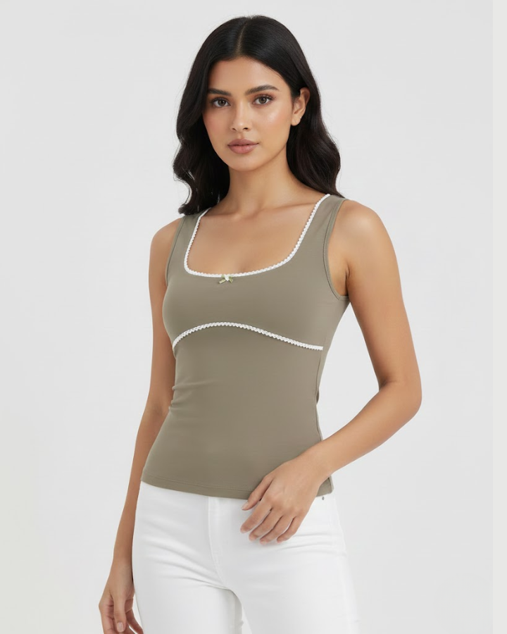 Slim Fit Khaki Top