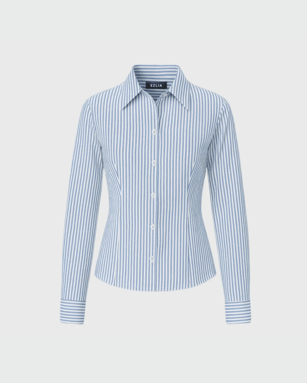 Soft Blue Striped Shirt for Women