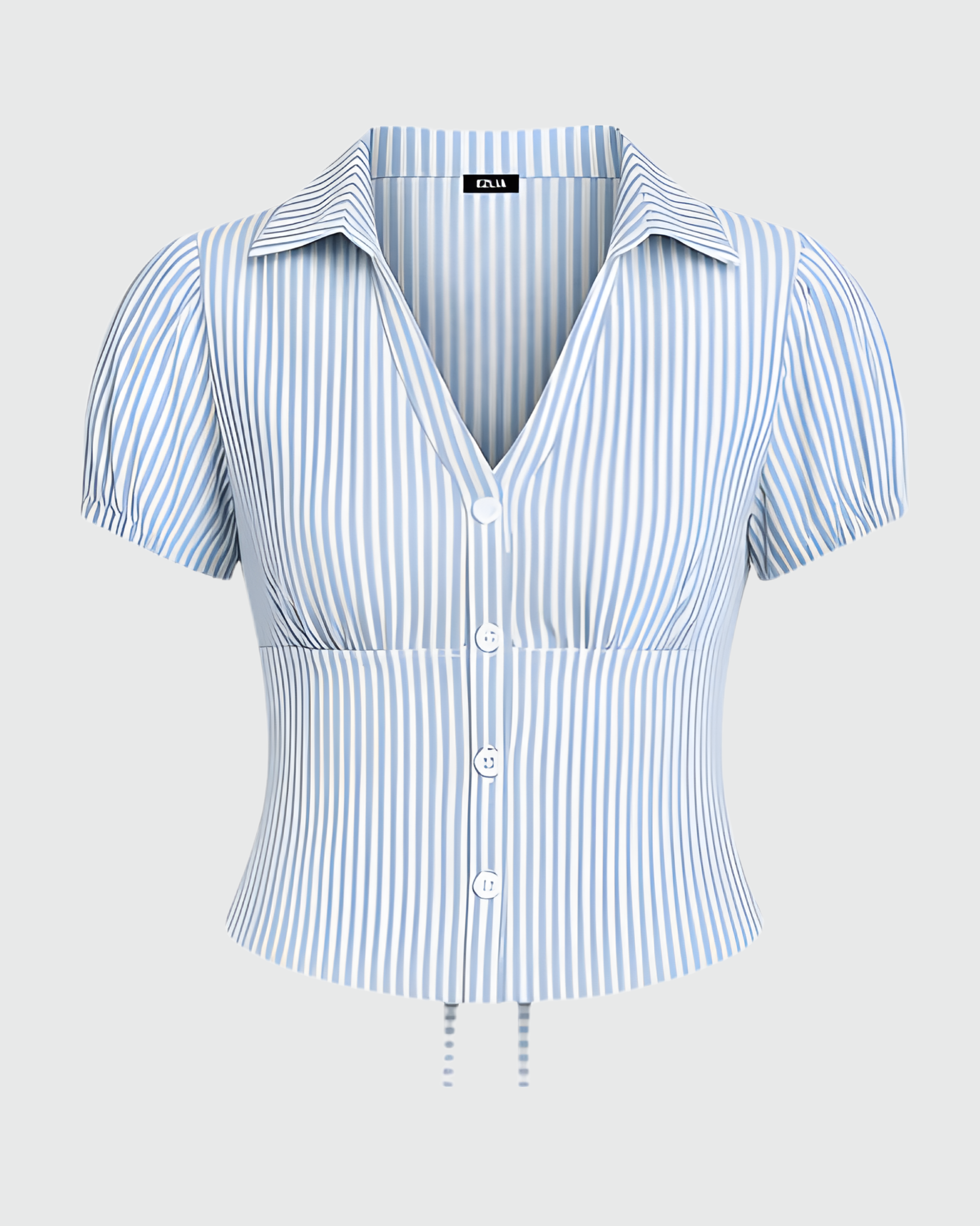 Top Blue & White Striped Puff Sleeves