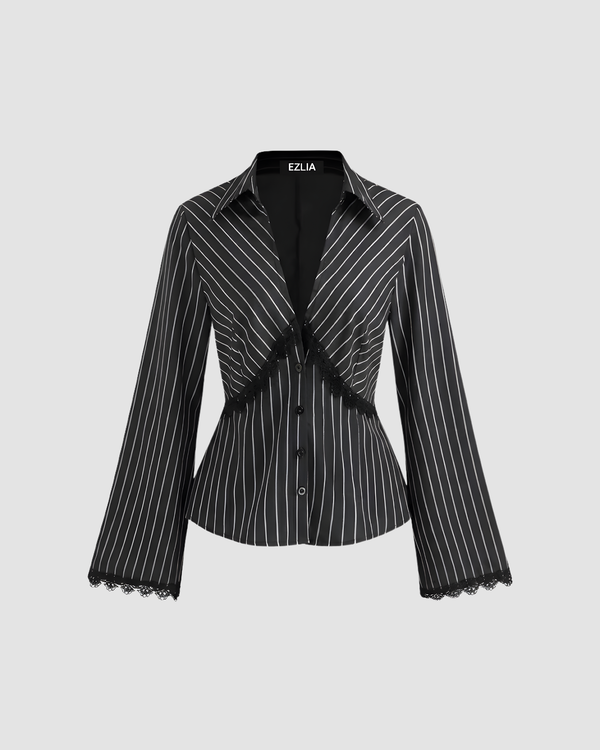 Striped Lace Button Shirt