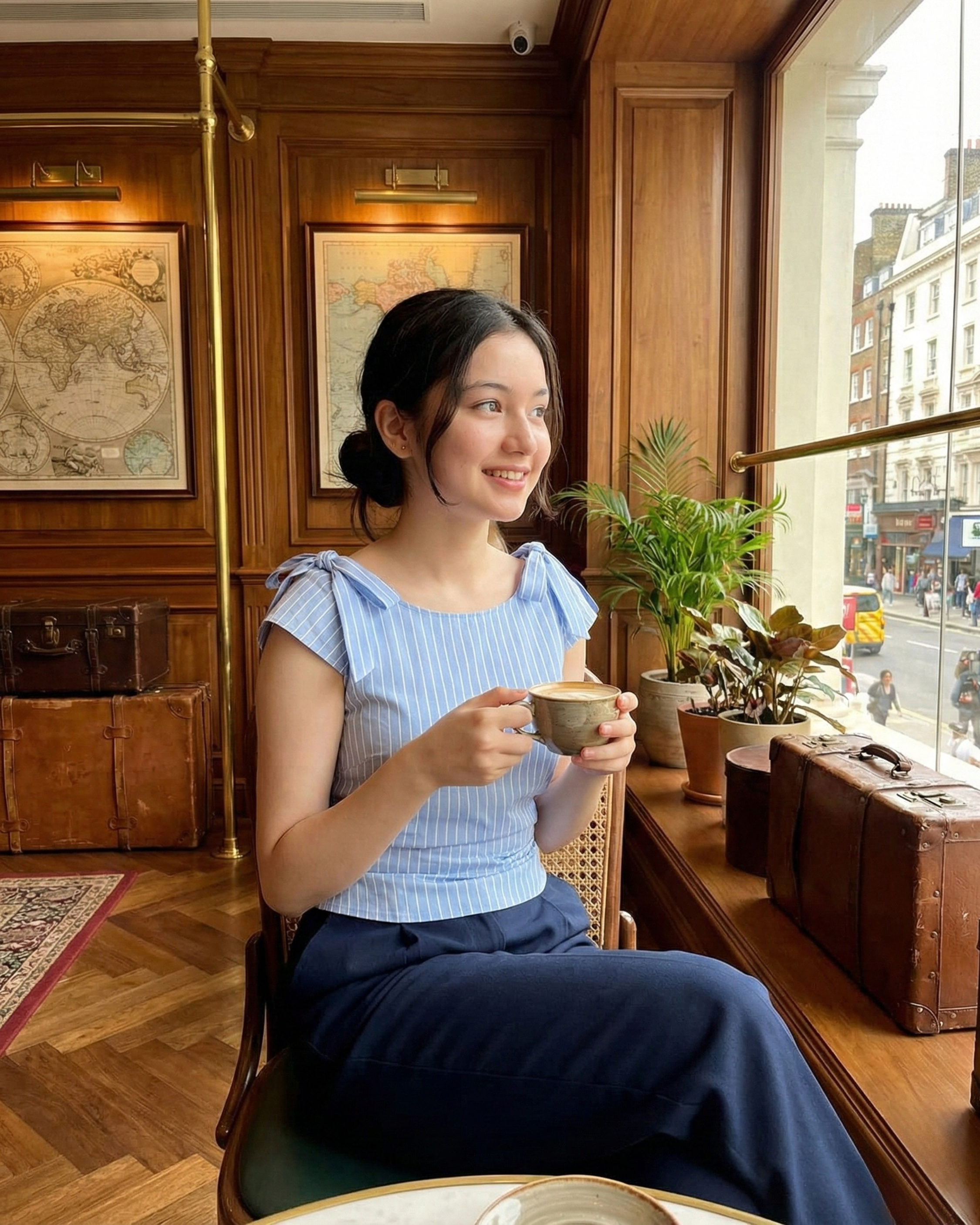 Striped Boat Neck Ruched Tank Top
