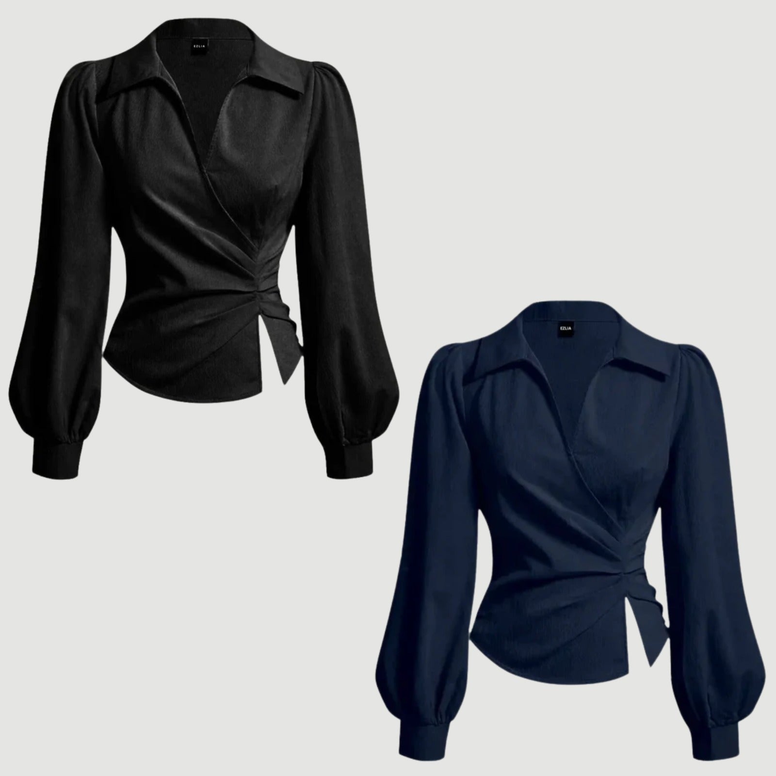 COMBO: V-Neck Bubble Wrap Black & Blue Top