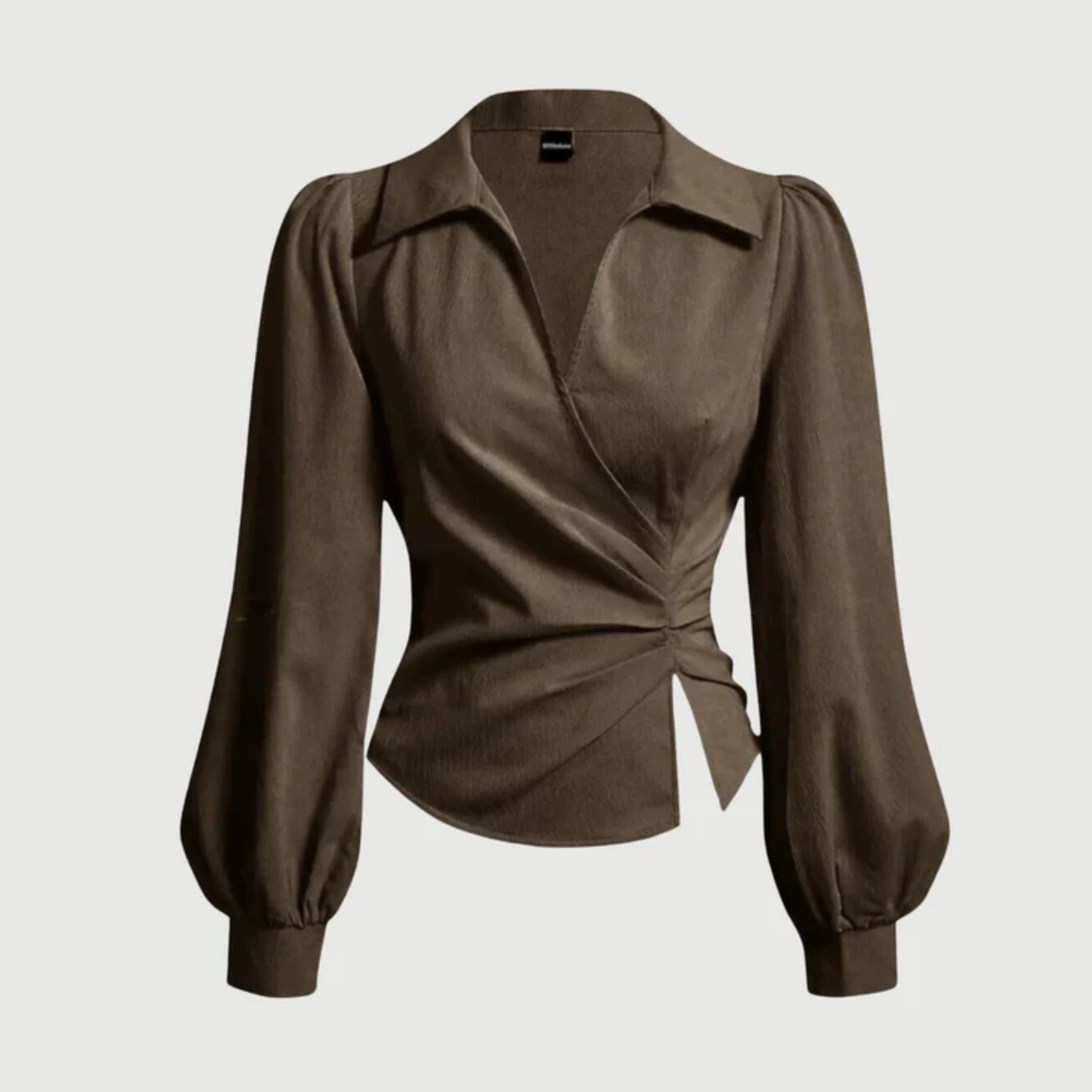 Brown V-Neck Bubble Wrap Top