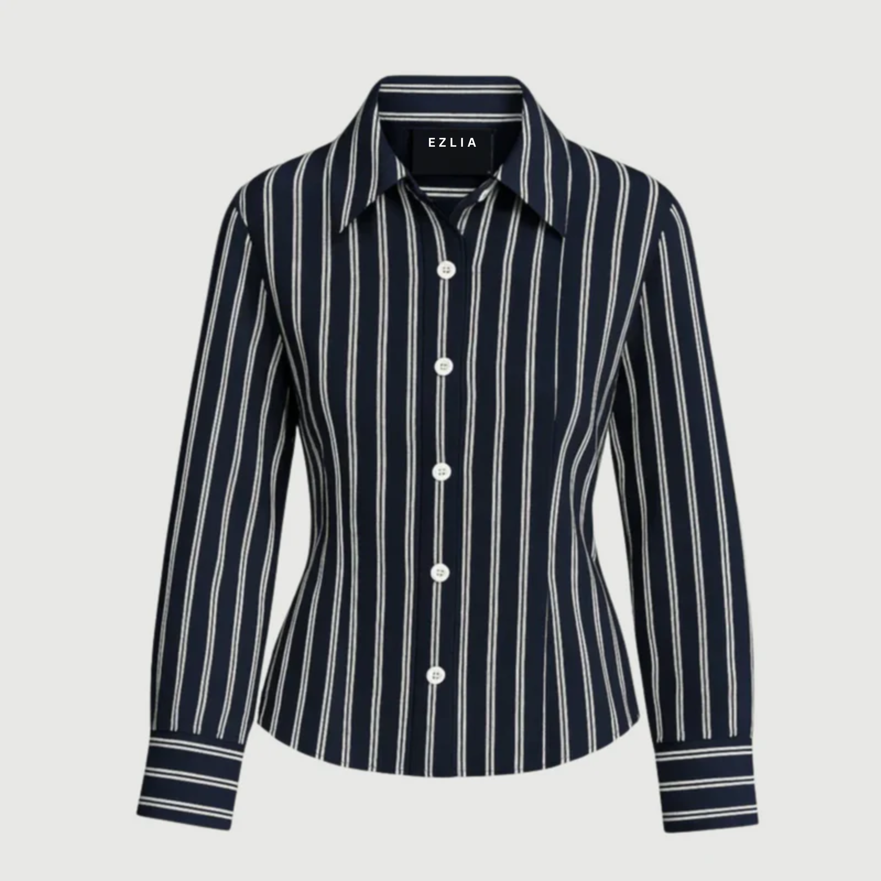 Navy Striped Slim Shirt for Women