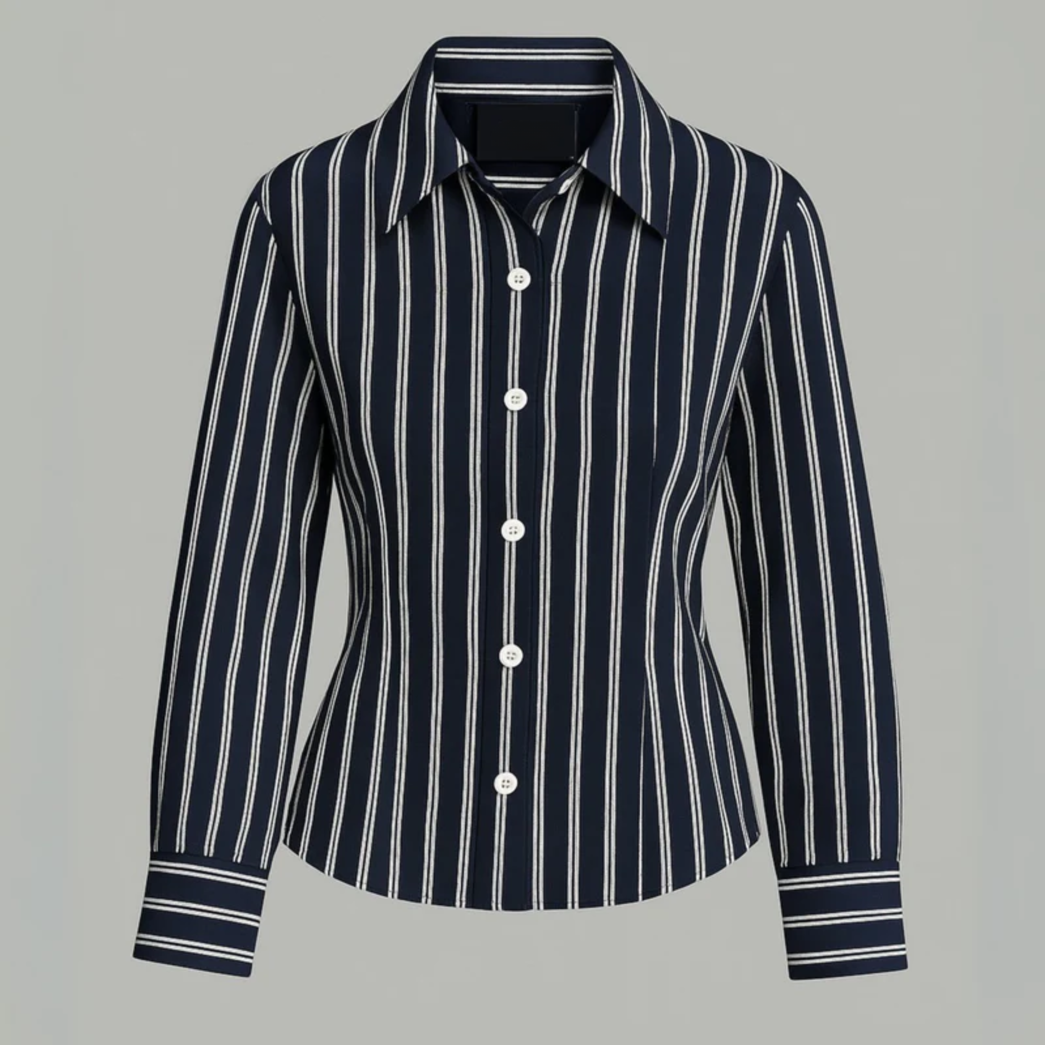 Chic Navy Striped Shirt Slim Fit