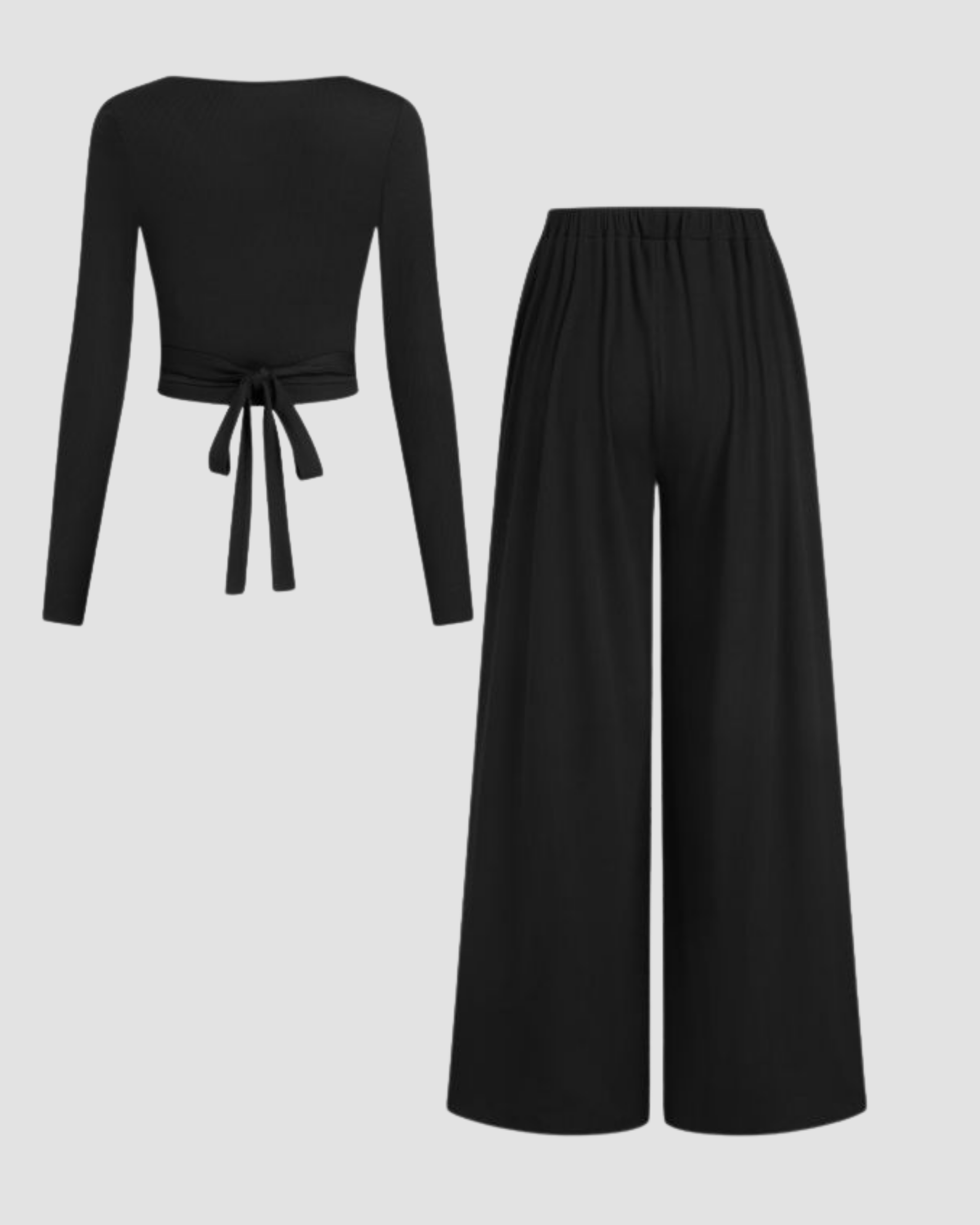 Knotted Long Sleeve Top & Straight Leg Pants