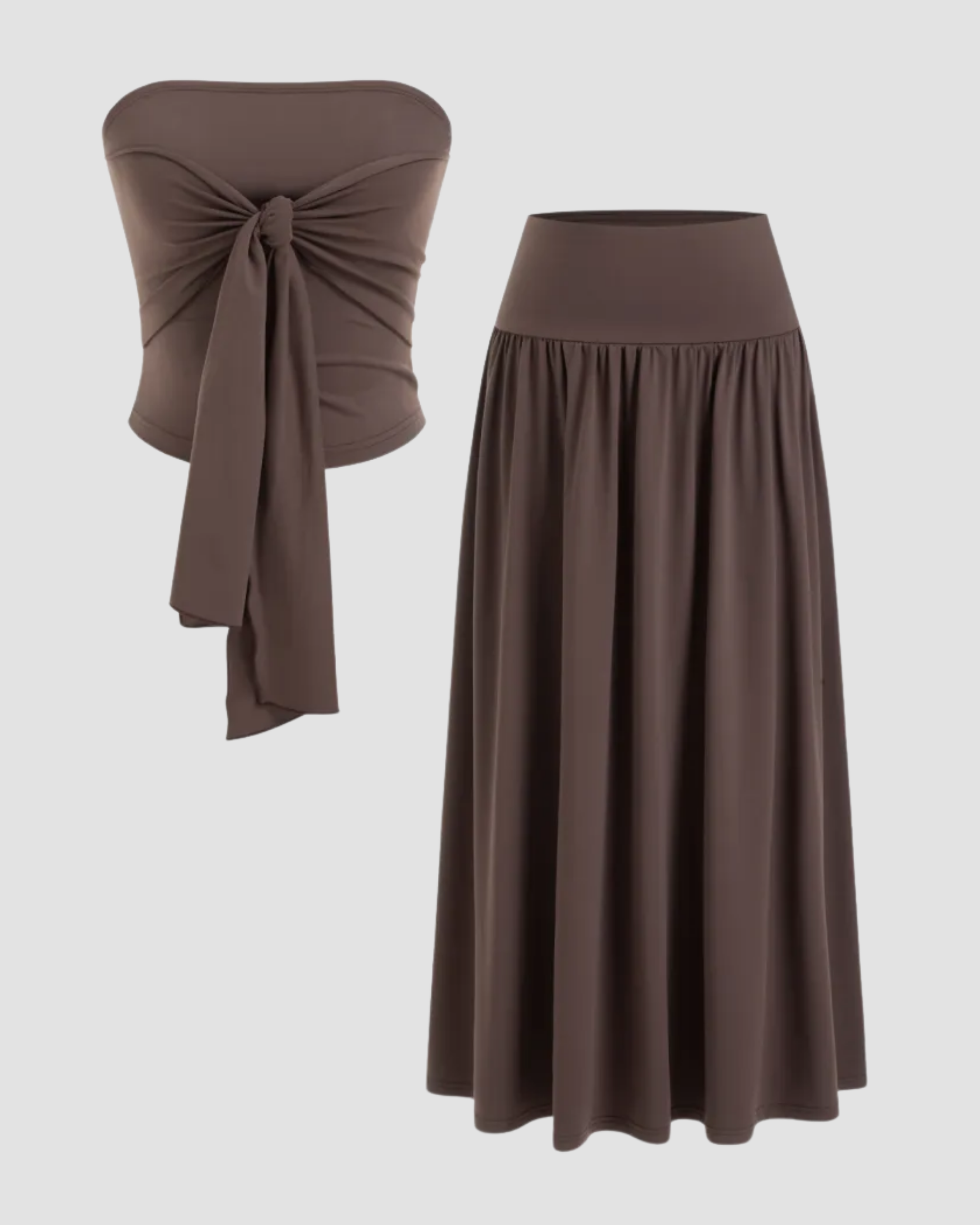 Reversible Knotted Crop Top & Maxi Skirt Set