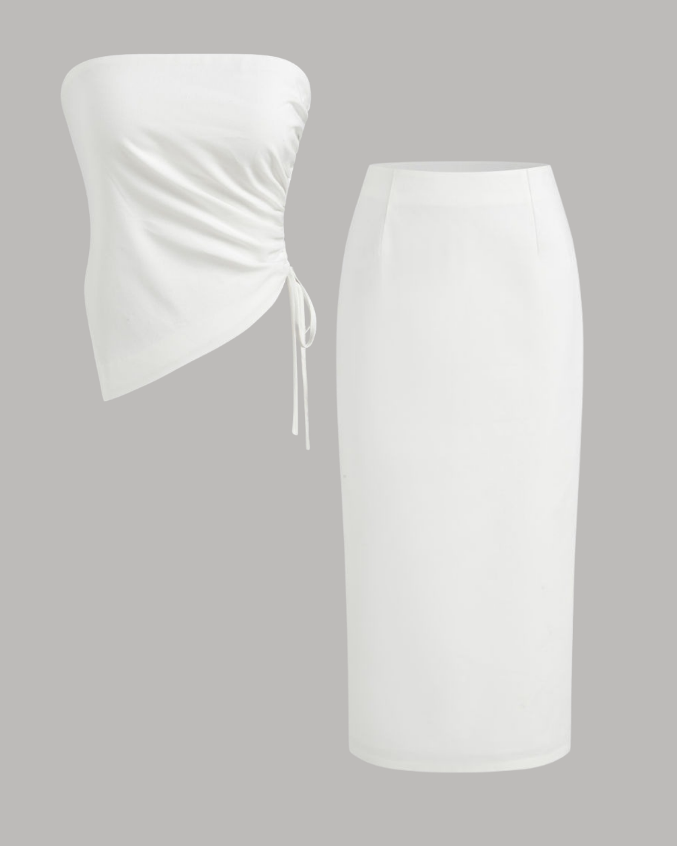 Linen Blend Bandeau & Split Maxi Skirt Co-ord