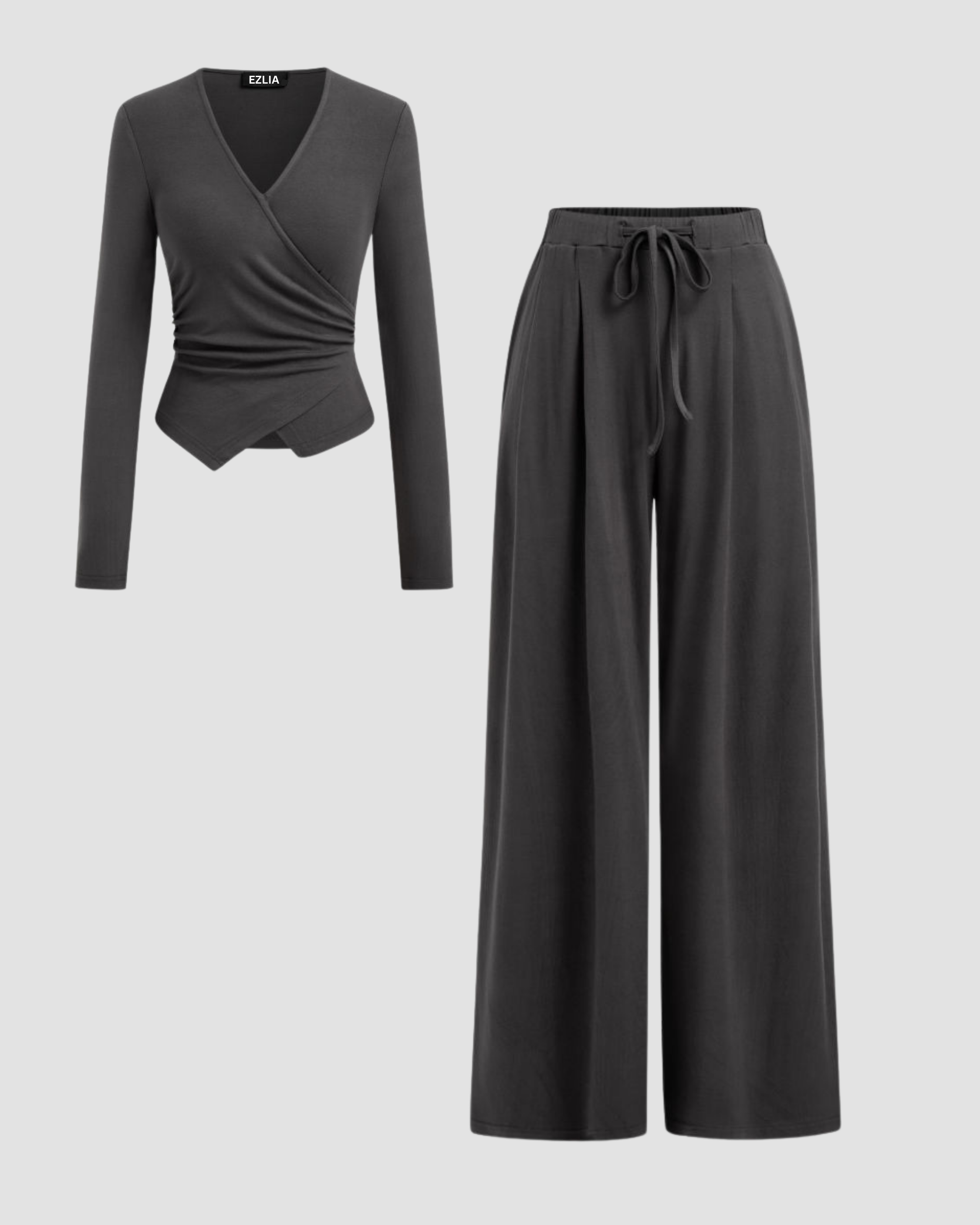 Asymmetrical Hem Top & Lace-Up Trouser Set