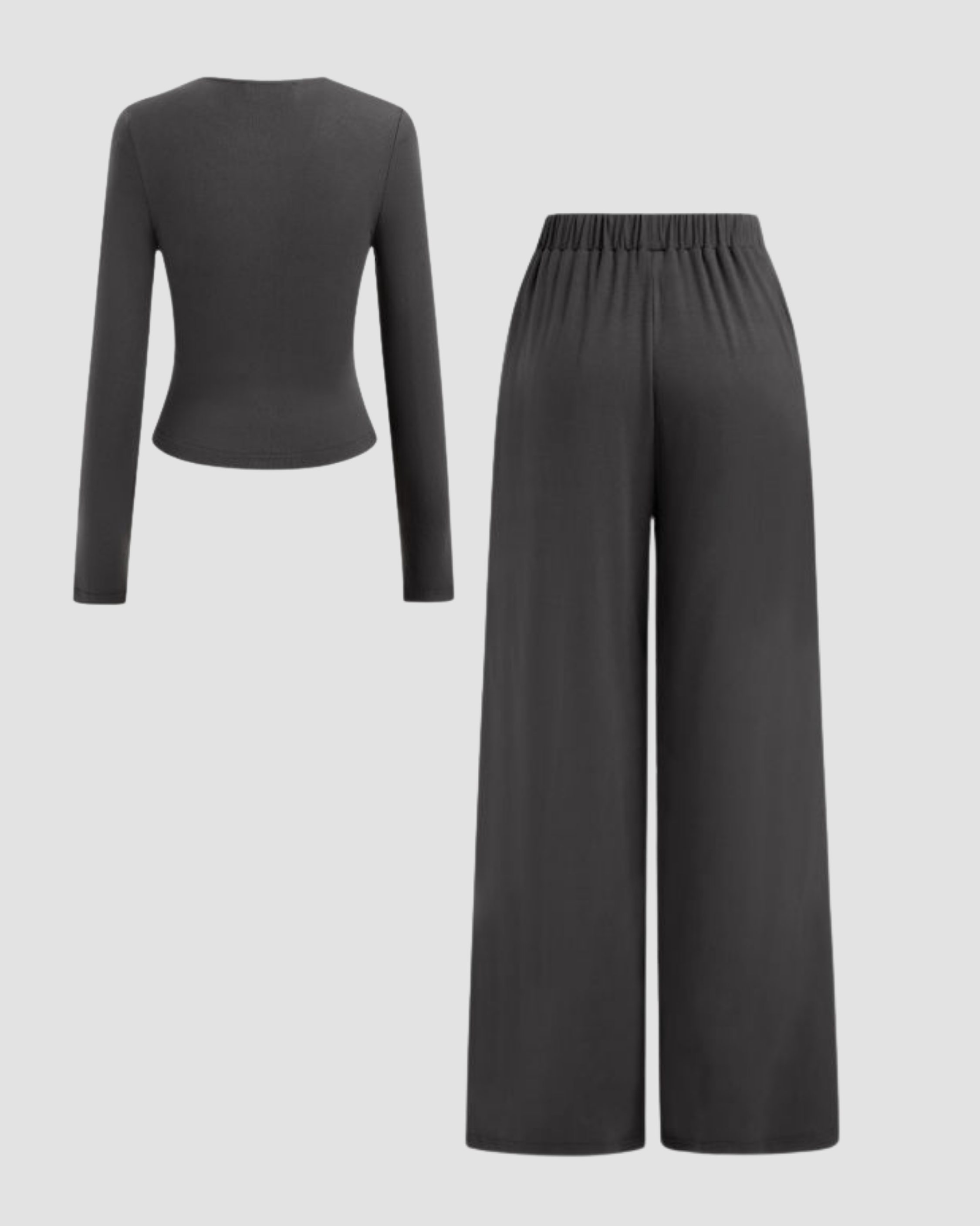 Asymmetrical Hem Top & Lace-Up Trouser Set