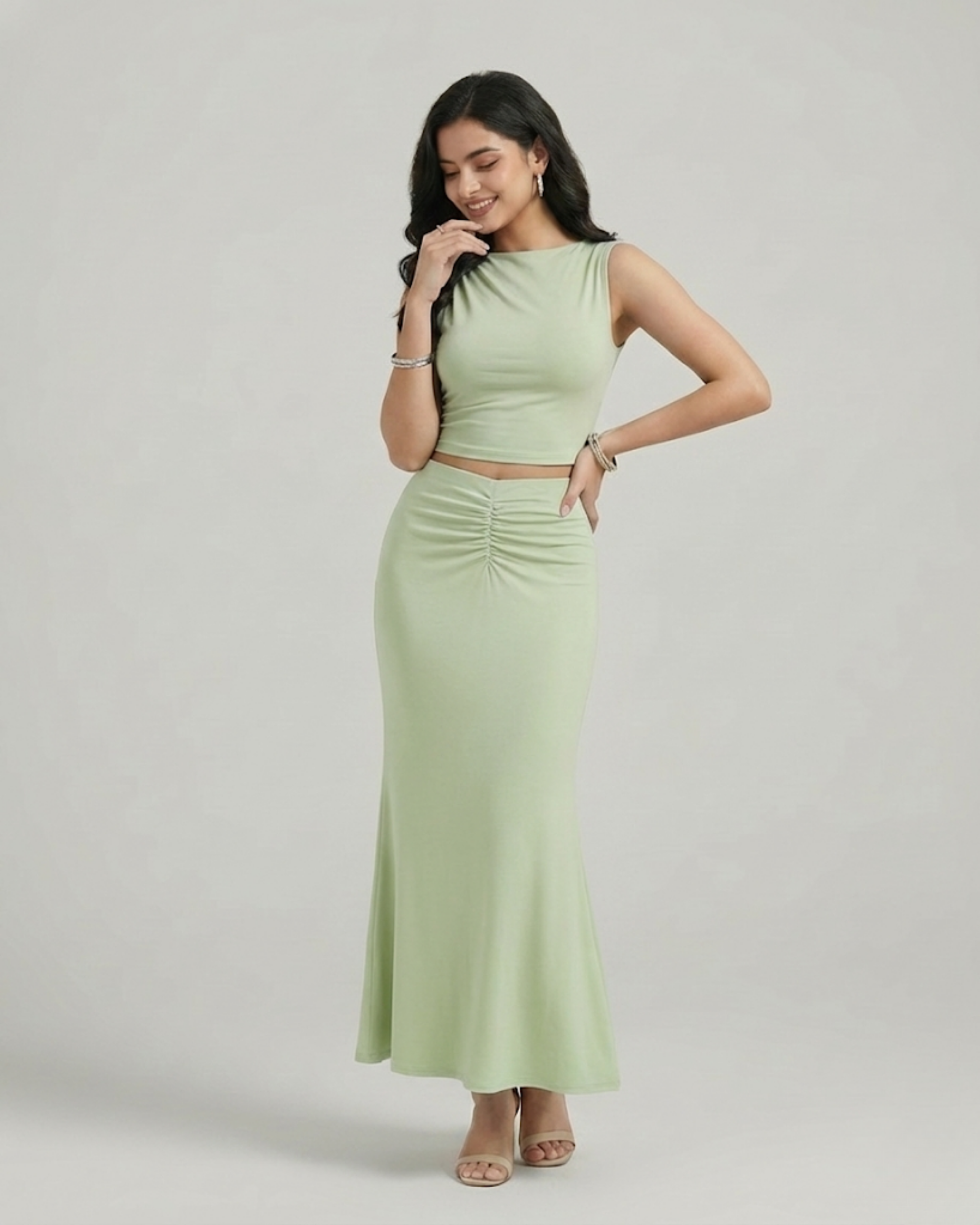 Twist-Front Tank & Ruffle Maxi Skirt Set
