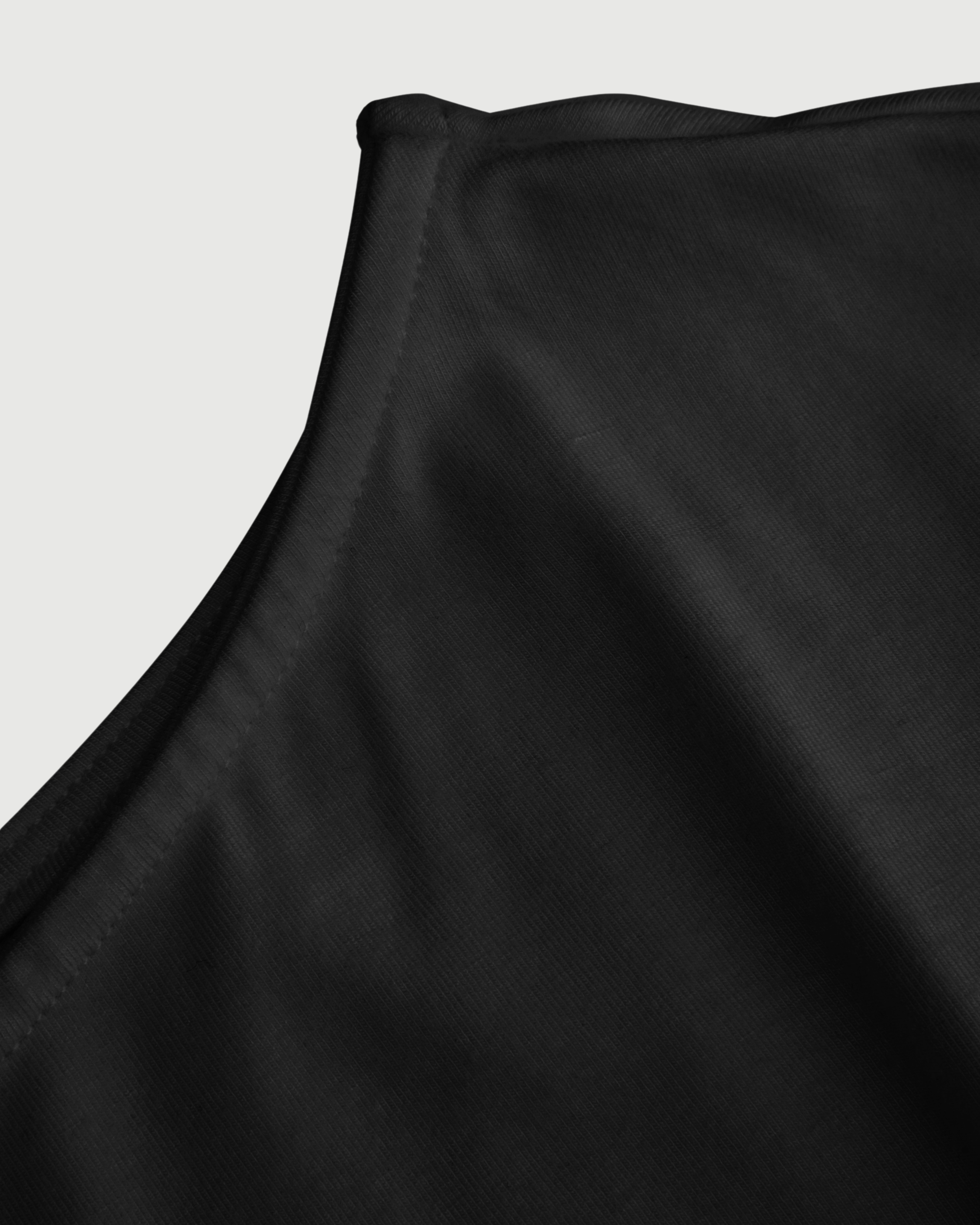 Asymmetrical Neck Short Sleeve Knotted Ruched Top-Black