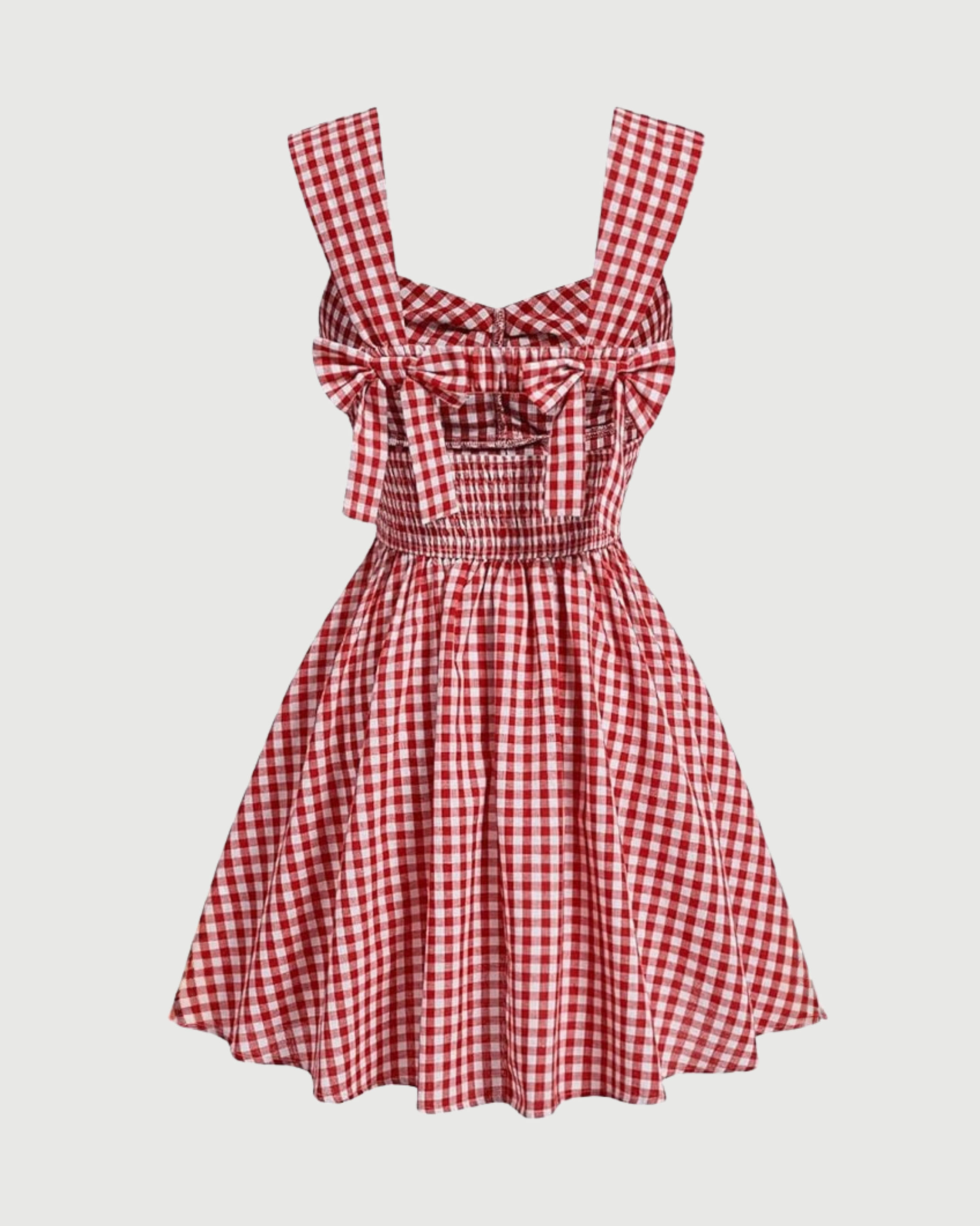 Vintage Sleeveless Bowknot Pleated A-Line Dress-Red