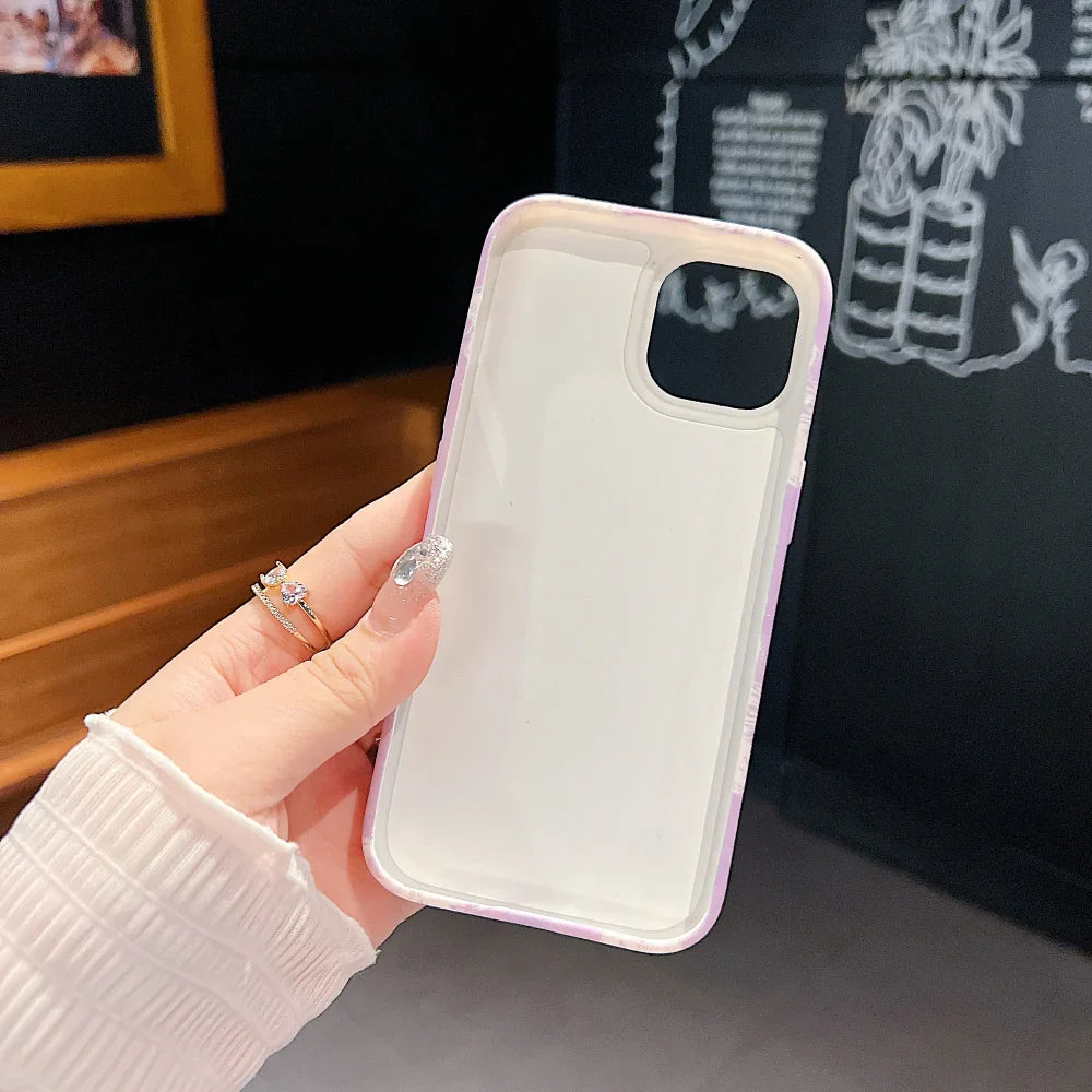iPhone 13 Pro Max Cover Flower Print Design Wrist Hand Strap TPU Soft Case