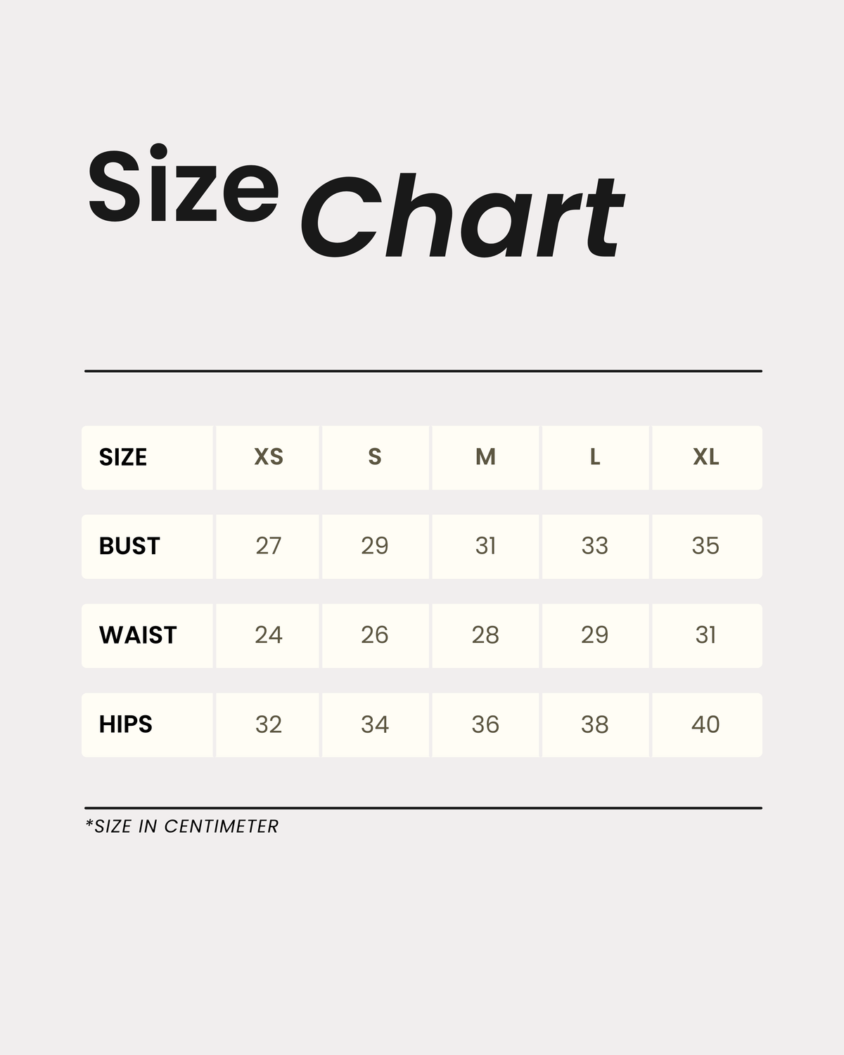 Size chart for this product